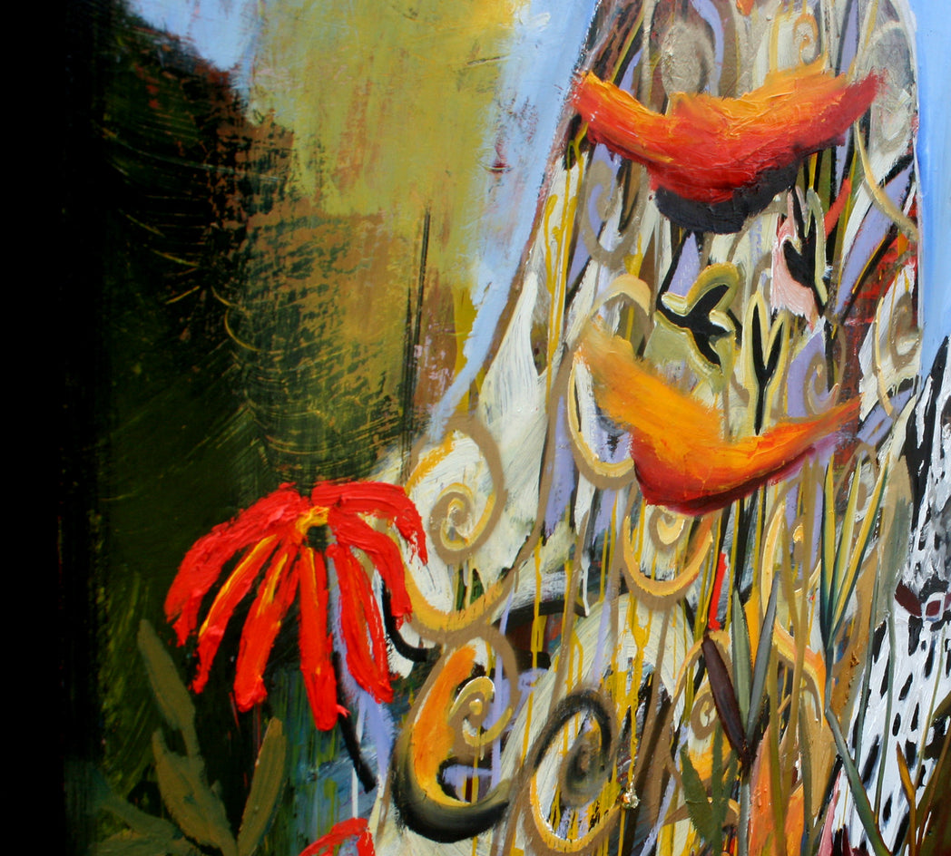 Geisha with a Red Flower by Scott Dykema |  Closeup View of Artwork 