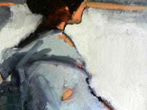 Original art for sale at UGallery.com | Geisha in Blue by Mary Pratt | $2,550 | oil painting | 48' h x 30' w | thumbnail 3