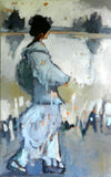 Original art for sale at UGallery.com | Geisha in Blue by Mary Pratt | $2,550 | oil painting | 48' h x 30' w | thumbnail 4