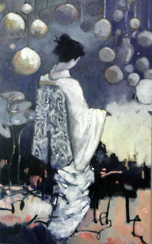 Geisha in White by Mary Pratt |  Side View of Artwork 