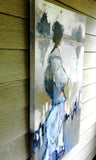 Original art for sale at UGallery.com | Geisha in Blue by Mary Pratt | $2,550 | oil painting | 48' h x 30' w | thumbnail 1