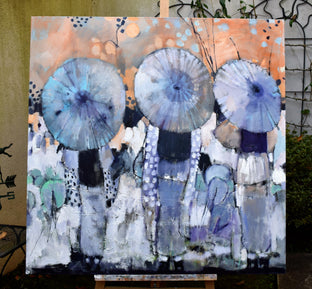Original art for sale at UGallery.com | Geishas, Parasols and Patterns by Mary Pratt | $4,325 | oil painting | 48' h x 48' w | photo 3