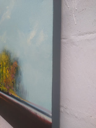 Original art for sale at UGallery.com | Autumn Lights My Way by George Peebles | $2,700 | oil painting | 24' h x 48' w | photo 2