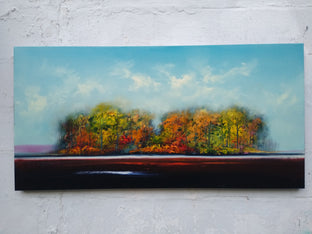 Original art for sale at UGallery.com | Autumn Lights My Way by George Peebles | $2,700 | oil painting | 24' h x 48' w | photo 3