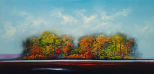 Original art for sale at UGallery.com | Autumn Lights My Way by George Peebles | $2,700 | oil painting | 24' h x 48' w | photo 1