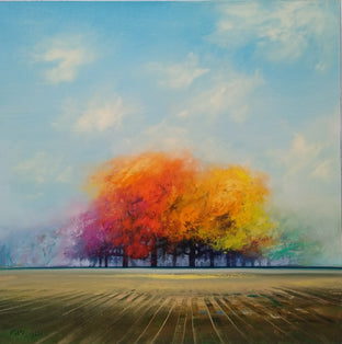 Original art for sale at UGallery.com | Brilliant Colors of Autumn by George Peebles | $2,400 | oil painting | 36' h x 36' w | photo 1