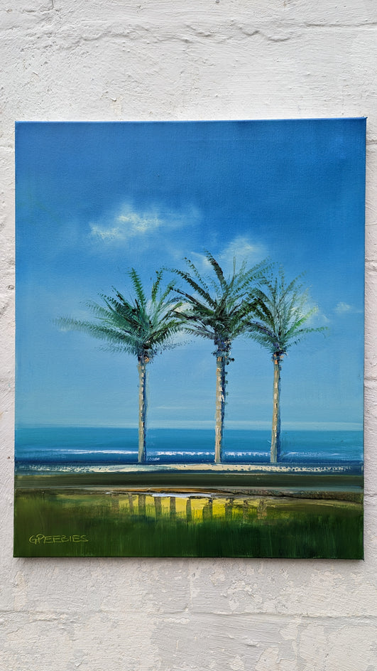The Palm Trees by George Peebles |  Side View of Artwork 