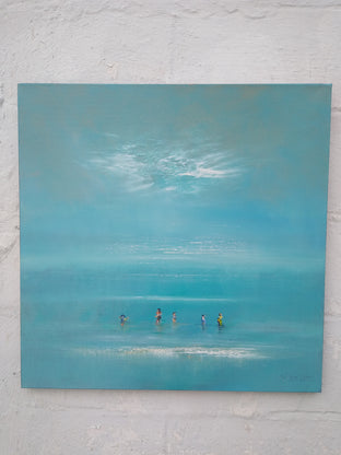 Original art for sale at UGallery.com | The Swim by George Peebles | $1,050 | oil painting | 24' h x 24' w | photo 3