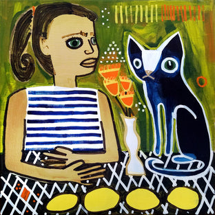 Original art for sale at UGallery.com | Girl with Cat and Lemons by Jessica JH Roller | $600 | acrylic painting | 20' h x 20' w | photo 1