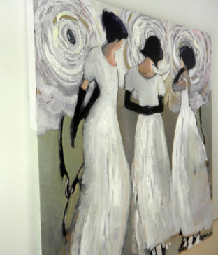 Original art for sale at UGallery.com | Girls in White Dresses by Mary Pratt | $3,000 | oil painting | 40' h x 40' w | photo 2
