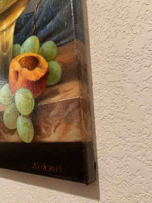 Original art for sale at UGallery.com | Golden Flowers by Nikolay Rizhankov | $800 | oil painting | 20' h x 16' w | photo 2
