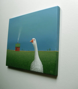 Original art for sale at UGallery.com | Shed Beyond the White Goose by Sharon France | $980 | acrylic painting | 12' h x 16' w | photo 3