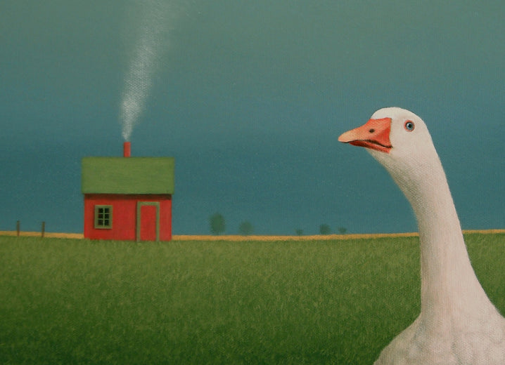 Shed Beyond the White Goose by Sharon France |  Side View of Artwork 