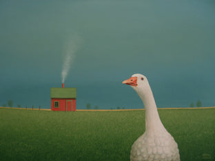 Original art for sale at UGallery.com | Shed Beyond the White Goose by Sharon France | $980 | acrylic painting | 12' h x 16' w | photo 1