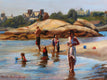 Original art for sale at UGallery.com | Gooseberry Beach of Newport by Jonelle Summerfield | $575 | oil painting | 12' h x 16' w | thumbnail 1