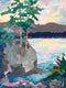 Original art for sale at UGallery.com | Gray Rock with Red by Teresa Smith | $550 | oil painting | 16' h x 12' w | thumbnail 1