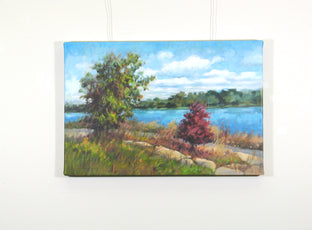 Original art for sale at UGallery.com | Guarding River Park by Suzanne Massion | $375 | oil painting | 12' h x 18' w | photo 3