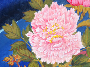 Night Peonies by Guigen Zha |   Closeup View of Artwork 