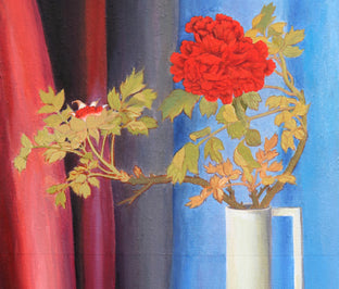 Red Peonies by Guigen Zha |   Closeup View of Artwork 