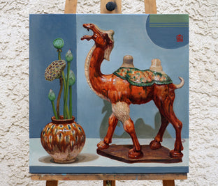 Original art for sale at UGallery.com | Bactrian Camel by Guigen Zha | $1,000 | oil painting | 20' h x 20' w | photo 3