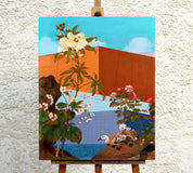 Original art for sale at UGallery.com | Flower and Bird I by Guigen Zha | $1,525 | oil painting | 30' h x 24' w | thumbnail 3