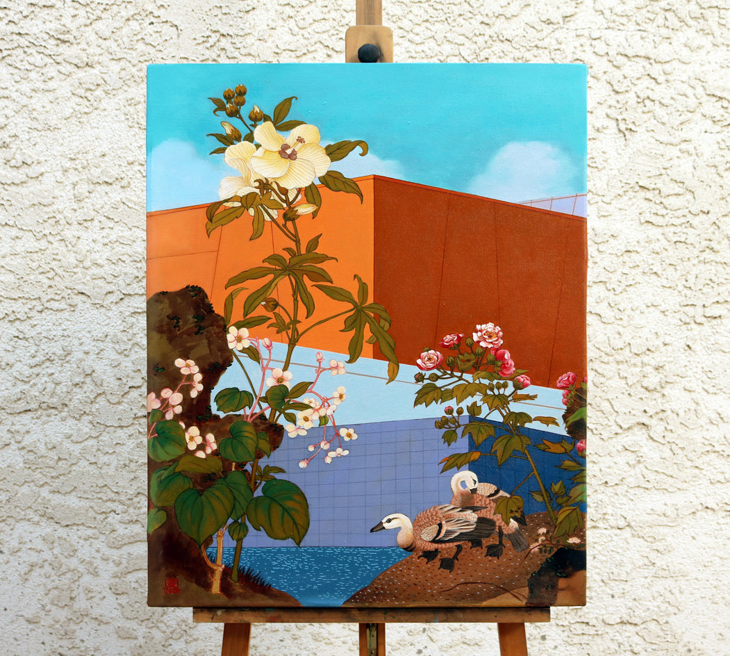 Flower and Bird I by Guigen Zha |  Context View of Artwork 