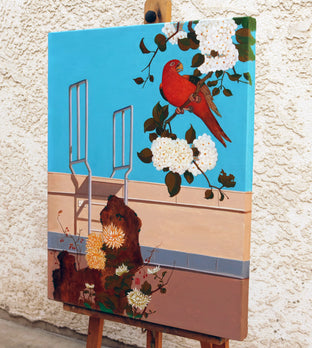 Flower and Bird II by Guigen Zha |  Side View of Artwork 