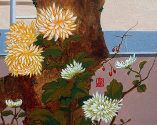 Flower and Bird II by Guigen Zha |   Closeup View of Artwork 