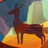 Original art for sale at UGallery.com | One Blossom One World. Peony & Deer III by Guigen Zha | $2,500 | oil painting | 36' h x 36' w | thumbnail 4