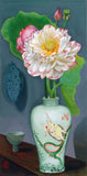 Original art for sale at UGallery.com | Prunus Vase with a Dragon by Guigen Zha | $800 | oil painting | 24' h x 12' w | thumbnail 1