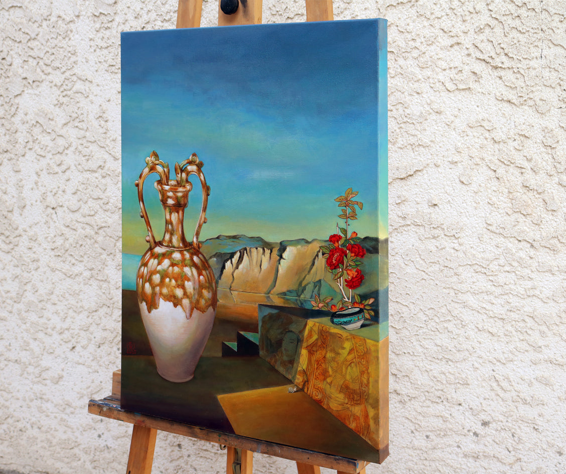 Time I by Guigen Zha |  Side View of Artwork 