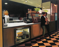 Original art for sale at UGallery.com | Downtown Cafe by Hadley Northrop | $1,200 | oil painting | 16' h x 20' w | thumbnail 1