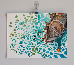 Original art for sale at UGallery.com | Fishing Boat, 1 by Hano Dercksen | $500 | mixed media artwork | 9' h x 12' w | photo 3
