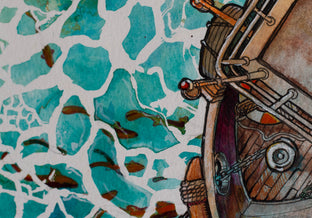 Original art for sale at UGallery.com | Fishing Boat, 1 by Hano Dercksen | $500 | mixed media artwork | 9' h x 12' w | photo 4