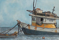 Original art for sale at UGallery.com | Fishing Boat, Brazil 1 by Hano Dercksen | $475 | mixed media artwork | 8.25' h x 11.6' w | thumbnail 1
