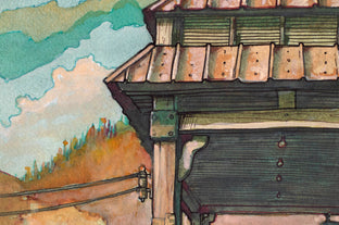 Original art for sale at UGallery.com | Waiting for the Train by Hano Dercksen | $850 | mixed media artwork | 16' h x 12' w | photo 3