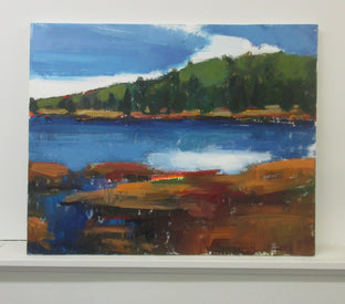 Original art for sale at UGallery.com | Lake with Blue Sky by Janet Dyer | $1,625 | acrylic painting | 24' h x 30' w | photo 3