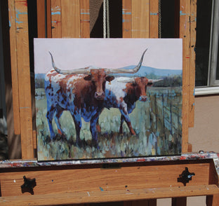 Original art for sale at UGallery.com | Pagosa 2 Bulls by Heather Foster | $1,950 | acrylic painting | 16' h x 20' w | photo 3