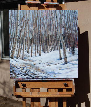 Snowy Aspen Grove by Heather Foster |  Context View of Artwork 