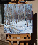 Original art for sale at UGallery.com | Snowy Aspen Grove by Heather Foster | $3,500 | acrylic painting | 36' h x 36' w | thumbnail 3