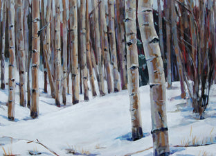 Snowy Aspen Grove by Heather Foster |   Closeup View of Artwork 