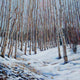 Original art for sale at UGallery.com | Snowy Aspen Grove by Heather Foster | $3,500 | acrylic painting | 36' h x 36' w | thumbnail 1