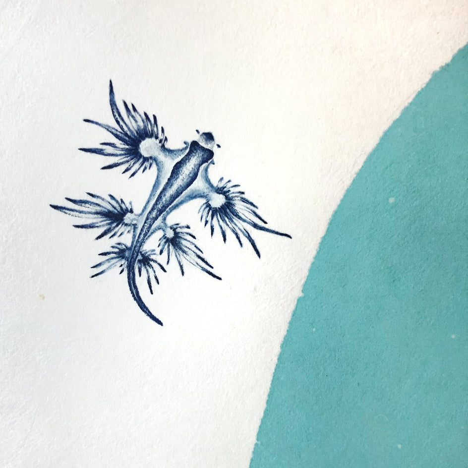 Banana & Blue Glaucus by Heejin Sutton |  Closeup View of Artwork 