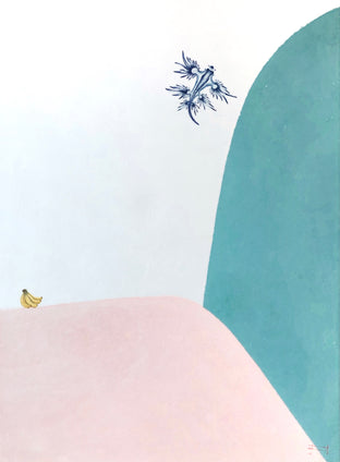 Original art for sale at UGallery.com | Banana & Blue Glaucus by Heejin Sutton | $825 | gouache painting | 16' h x 12' w | photo 1