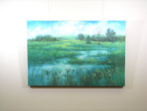 Original art for sale at UGallery.com | High Noon on Broken Tree Marsh by Suzanne Massion | $1,225 | oil painting | 24' h x 36' w | thumbnail 3