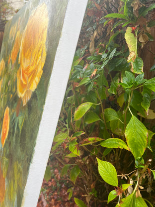 Original art for sale at UGallery.com | Golden Roses by Hilary Gomes | $2,350 | oil painting | 36' h x 30' w | photo 2