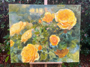 Original art for sale at UGallery.com | Golden Roses by Hilary Gomes | $2,350 | oil painting | 36' h x 30' w | photo 3
