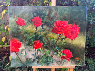 Original art for sale at UGallery.com | Seven Red Roses by Hilary Gomes | $1,625 | oil painting | 24' h x 30' w | photo 3