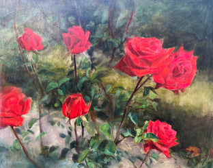 Original art for sale at UGallery.com | Seven Red Roses by Hilary Gomes | $1,625 | oil painting | 24' h x 30' w | photo 1