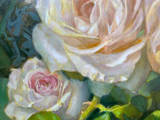 Original art for sale at UGallery.com | Three Blooming Roses and Thorns by Hilary Gomes | $1,575 | oil painting | 24' h x 30' w | photo 4